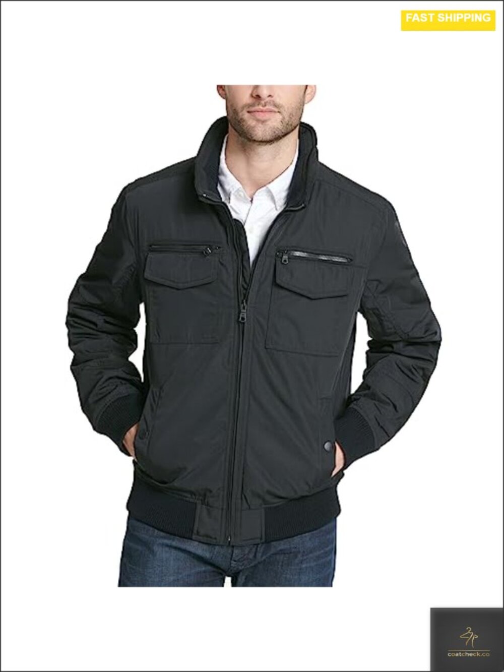 Men's Water Resistant Performance Bomber Jacket Zip Front Quilted